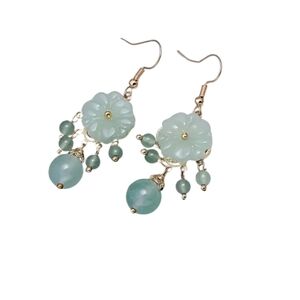 New Boho Faux Jade flower earrings